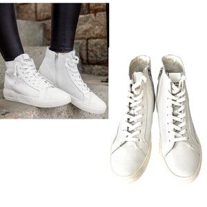 Dolce Vita Zohara White High-Top Sneaker Shoes Sz 8.5 Perforated Leather Slip On